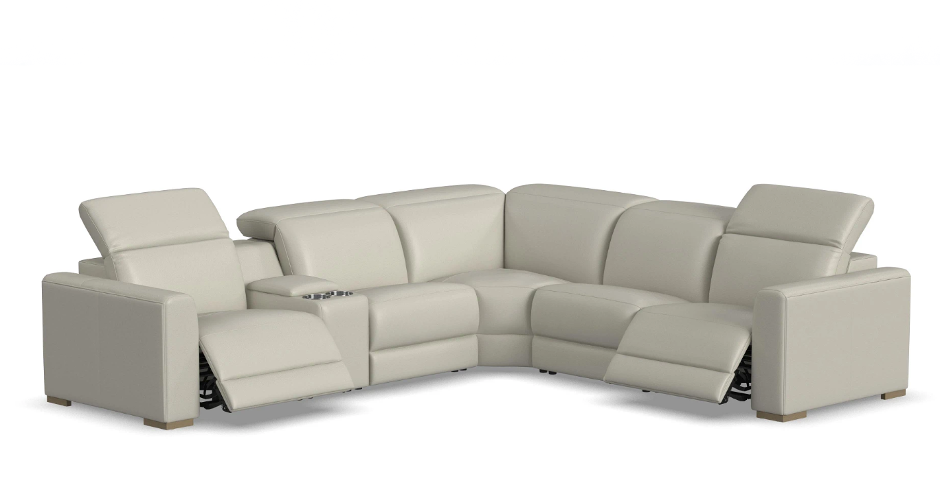 Flexsteel Aurora Power Reclining Leather Sectional With Power Tilt Headrest