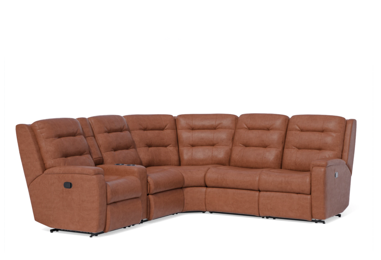 Flexsteel Arlo Power Reclining Leather Sectional With Optional Power Headrest Power Lumbar