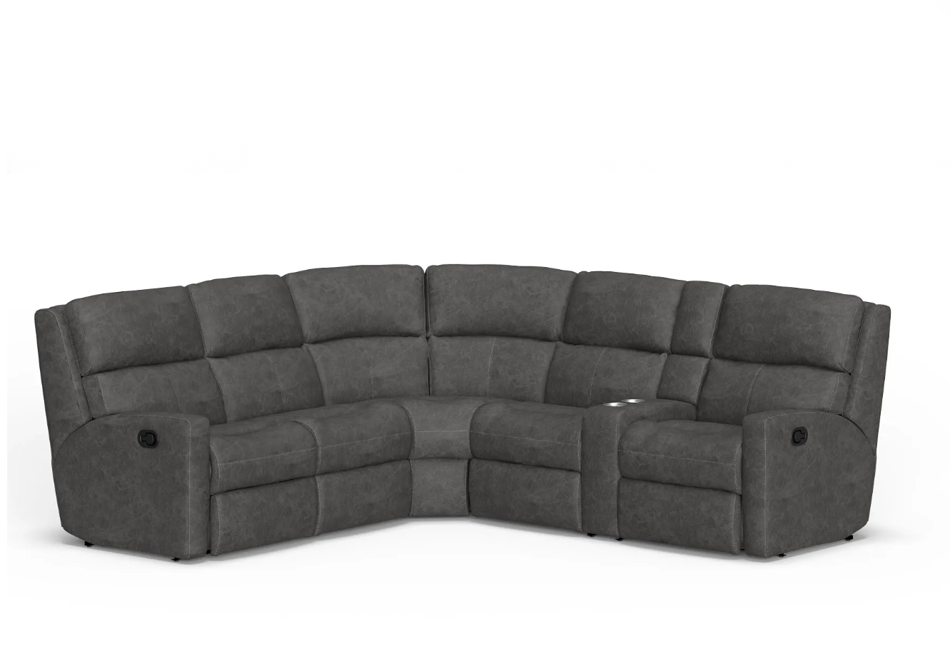 Flexsteel Catalina Power Reclining Leather Sectional With Option Power Tilt Headrest