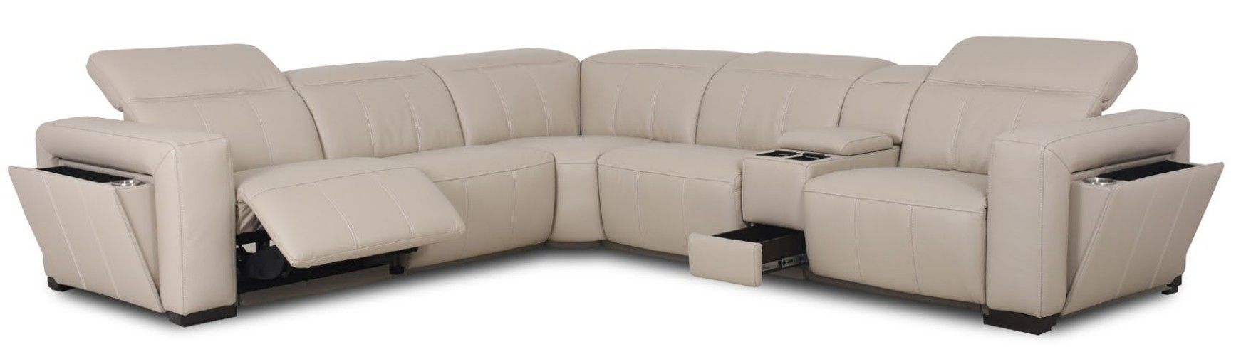 Orlando Power Reclining Leather Sectional Power Headrest