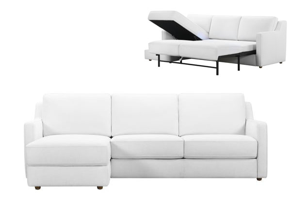 Lombardi Leather Sleeper Storage Sectional