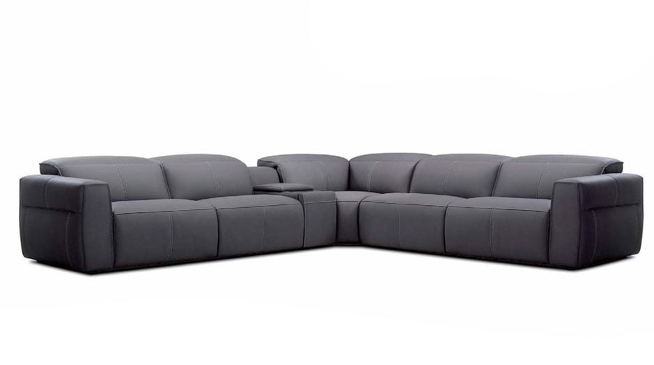 Duke Power Reclining Leather Sectional with Power Headrest Get FREE Leather Samples