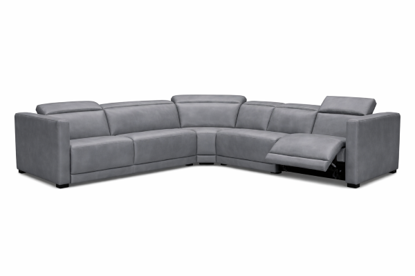Nara Bay Power Reclining Leather Sectional With Power Headrests Get FREE Leather Samples