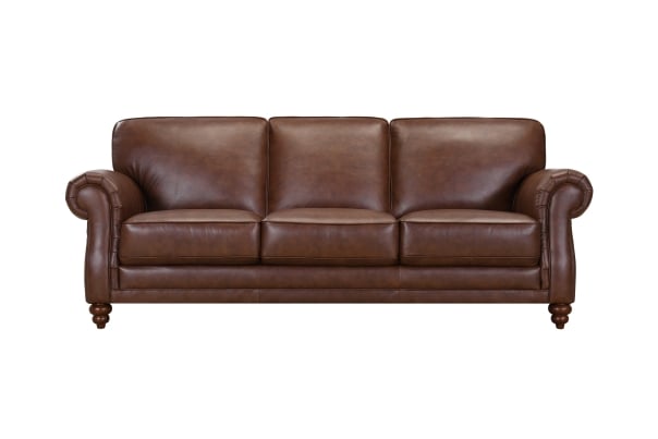 Brand New Camari  Leather Sofa ONLY 1 Available in Atollo Chestnut 60% Off