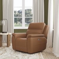 Flexsteel Sawyer Power Reclining Leather Sofa or Set With Power Tilt Headrest | Power Lumbar