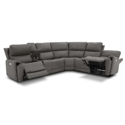 Flexsteel Carter Power Reclining Sectional With Power Tilt Headrest And Power Lumbar