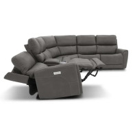 Flexsteel Carter Power Reclining Sectional With Power Tilt Headrest And Power Lumbar