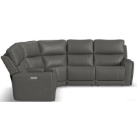 Flexsteel Carter Power Reclining Sectional With Power Tilt Headrest And Power Lumbar