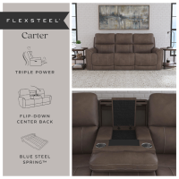 Flexsteel Carter Power Reclining Sofa or Set - With Power Tilt Headrest | Power Lumbar And Drop Down Table