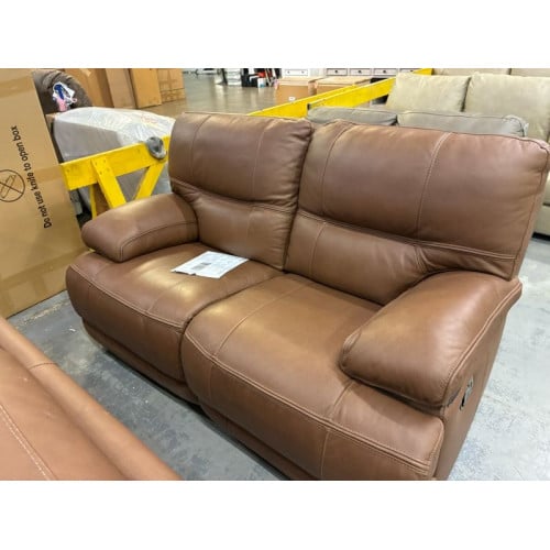 Scratch & Dent Carden Manual Reclining Leather Sofa & Loveseat ONLY 1 AVAILABLE Ready To Ship In Grade 60 Rangers Russet