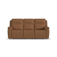 Flexsteel Sawyer Power Reclining Leather Sofa or Set With Power Tilt Headrest | Power Lumbar