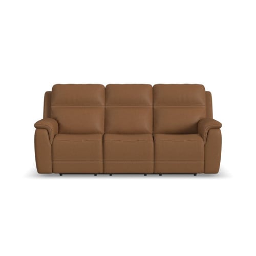 Flexsteel Sawyer Power Reclining Leather Sofa or Set With Power Tilt Headrest | Power Lumbar