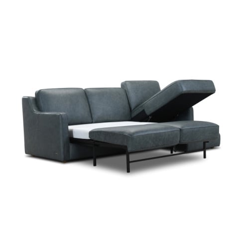 Lombardi Leather Sleeper Storage Sectional