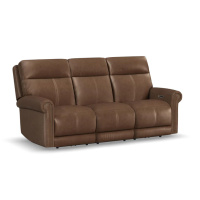 Flexsteel Alexander Power Reclining Leather Sofa or Set - With Power Tilt Headrest | Power Lumbar