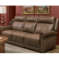 Flexsteel Alexander Power Reclining Leather Sofa or Set - With Power Tilt Headrest | Power Lumbar