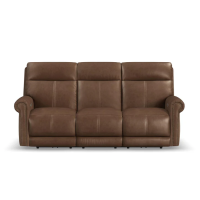 Flexsteel Alexander Power Reclining Leather Sofa or Set - With Power Tilt Headrest | Power Lumbar