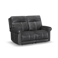 Flexsteel Alexander Power Reclining Leather Sofa or Set - With Power Tilt Headrest | Power Lumbar