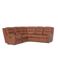 Flexsteel Arlo Power Reclining Leather Sectional With Optional Power Headrest Power Lumbar