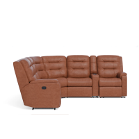 Flexsteel Arlo Power Reclining Leather Sectional With Optional Power Headrest Power Lumbar