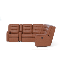 Flexsteel Arlo Power Reclining Leather Sectional With Optional Power Headrest Power Lumbar