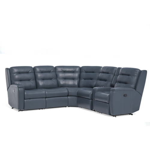 Flexsteel Arlo Power Reclining Leather Sectional With Optional Power Headrest Power Lumbar