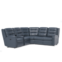 Flexsteel Arlo Power Reclining Leather Sectional With Optional Power Headrest Power Lumbar