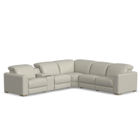 Flexsteel Aurora Power Reclining Leather Sectional With Power Tilt Headrest