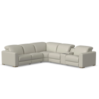 Flexsteel Aurora Power Reclining Leather Sectional With Power Tilt Headrest