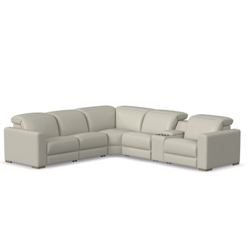 Flexsteel Aurora Power Reclining Leather Sectional With Power Tilt Headrest
