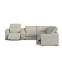 Flexsteel Aurora Power Reclining Leather Sectional With Power Tilt Headrest