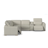 Flexsteel Aurora Power Reclining Leather Sectional With Power Tilt Headrest