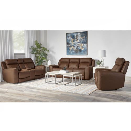 Calgary Leather Power Reclining Sofa Or Set With Power Headrest Available