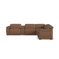 Flexsteel Camden Power Reclining Leather Sectional With Power Tilt Headrest | Power Lumbar