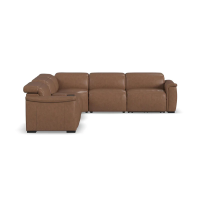 Flexsteel Camden Power Reclining Leather Sectional With Power Tilt Headrest | Power Lumbar