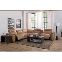 Flexsteel Camden Power Reclining Leather Sectional With Power Tilt Headrest | Power Lumbar