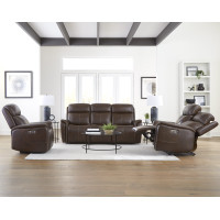 Cascade Leather Match Power Reclining Sofa Or Set With Power Headrest