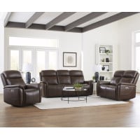 Cascade Leather Match Power Reclining Sofa Or Set With Power Headrest