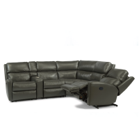 Flexsteel Catalina Power Reclining Leather Sectional With Option Power Tilt Headrest