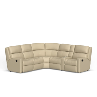 Flexsteel Catalina Power Reclining Leather Sectional With Option Power Tilt Headrest