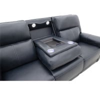 Harmony Triple Power Reclining Leather Sofa Home Theater Speaker Air Massage 3-Zone Heating Zero Gravity