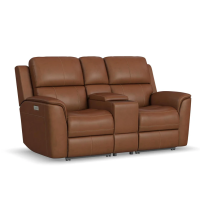Flexsteel Henry Power Reclining Leather Sofa or Set With Power Tilt Headrest | Power Lumbar