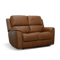 Flexsteel Henry Power Reclining Leather Sofa or Set With Power Tilt Headrest | Power Lumbar