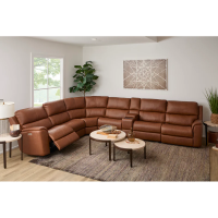 Flexsteel Henry Power Reclining Leather Sectional With Power Tilt Headrest | Power Lumbar