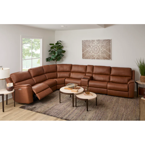 Flexsteel Henry Zero Gravity Power Reclining Leather Sectional With Power Tilt Headrest | Power Lumbar Quick Ship