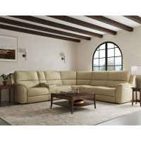 Flexsteel Henry Power Reclining Leather Sectional With Power Tilt Headrest | Power Lumbar