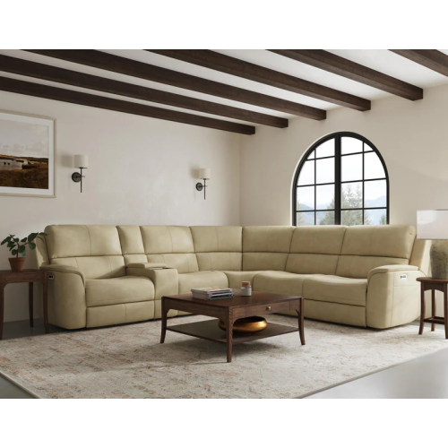 Flexsteel Henry Zero Gravity Power Reclining Leather Sectional With Power Tilt Headrest | Power Lumbar Quick Ship