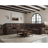 Flexsteel Henry Power Reclining Leather Sectional With Power Tilt Headrest | Power Lumbar