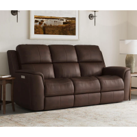 Flexsteel Henry Power Reclining Leather Sofa or Set With Power Tilt Headrest | Power Lumbar