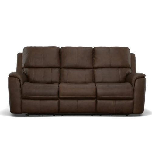 Flexsteel Henry Power Reclining Leather Sofa or Set With Power Tilt Headrest | Power Lumbar