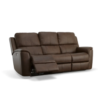 Flexsteel Henry Power Reclining Leather Sofa or Set With Power Tilt Headrest | Power Lumbar